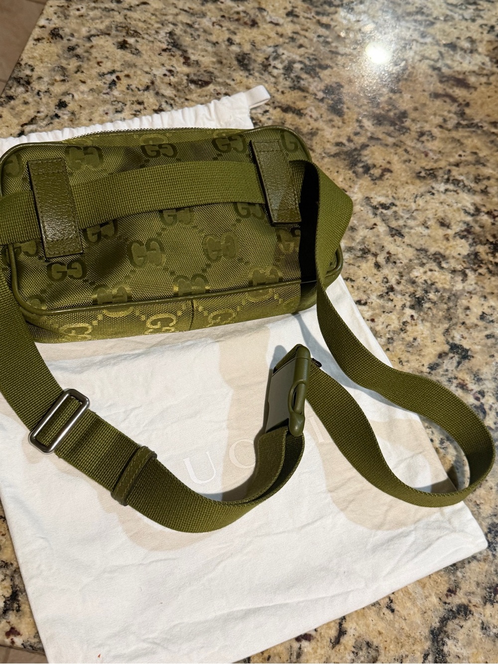 Gucci Olive Green Monogram Belt Bag - Picture 3 of 9